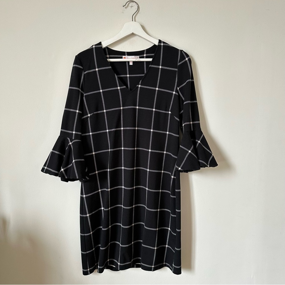 Jude Connally Layla Plaid Dress In Black & White Size M